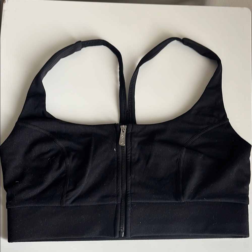 Popflex Black Front Zip-Up Bra - Large